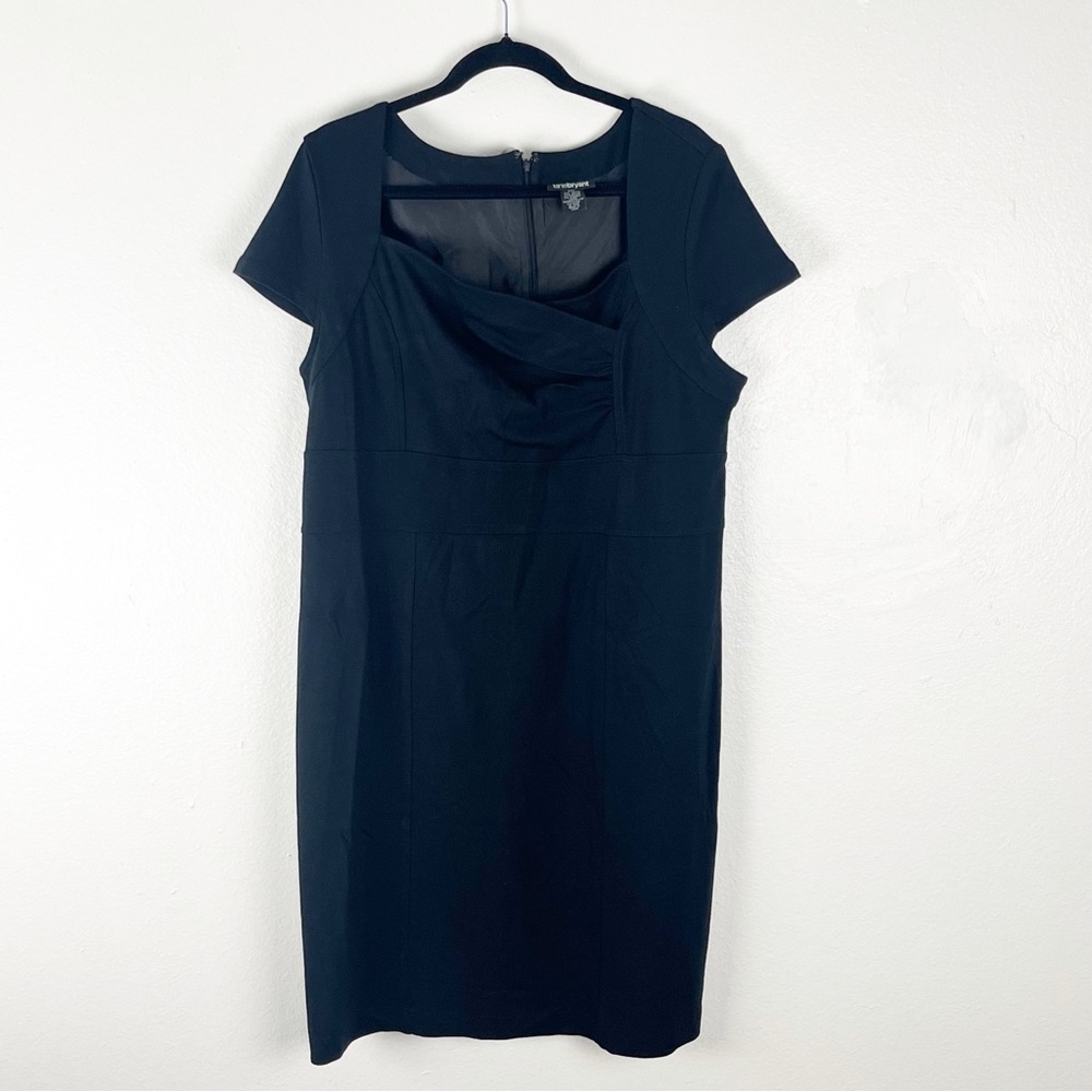 LANE BRYANT Black Cap Sleeves Hidden Back Zipper Lined Dress 16 Neutral Mature